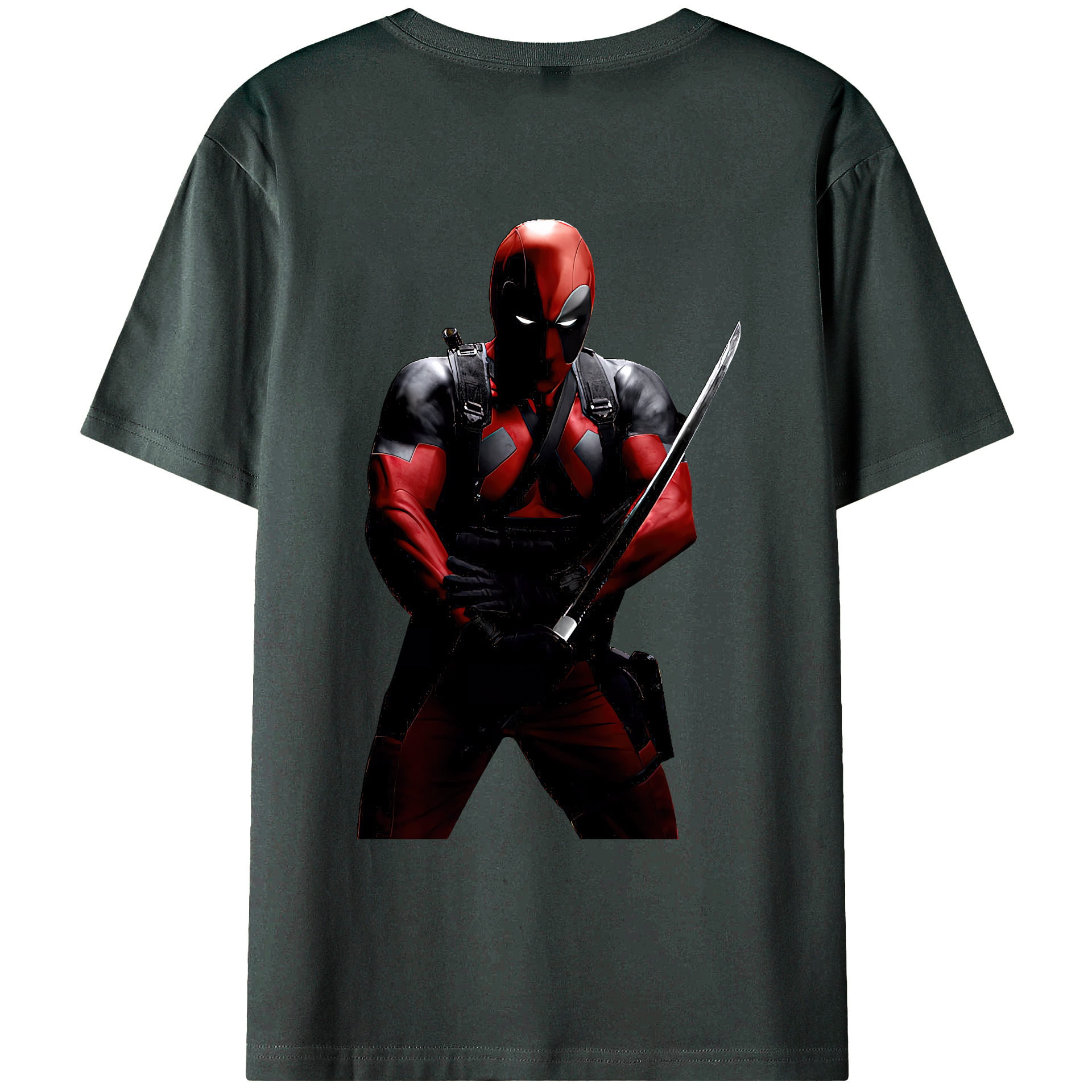 （画像用） Deadpool デッドプール 綿100％ メンズ半袖Tシャツ（バックプリント） 通気性